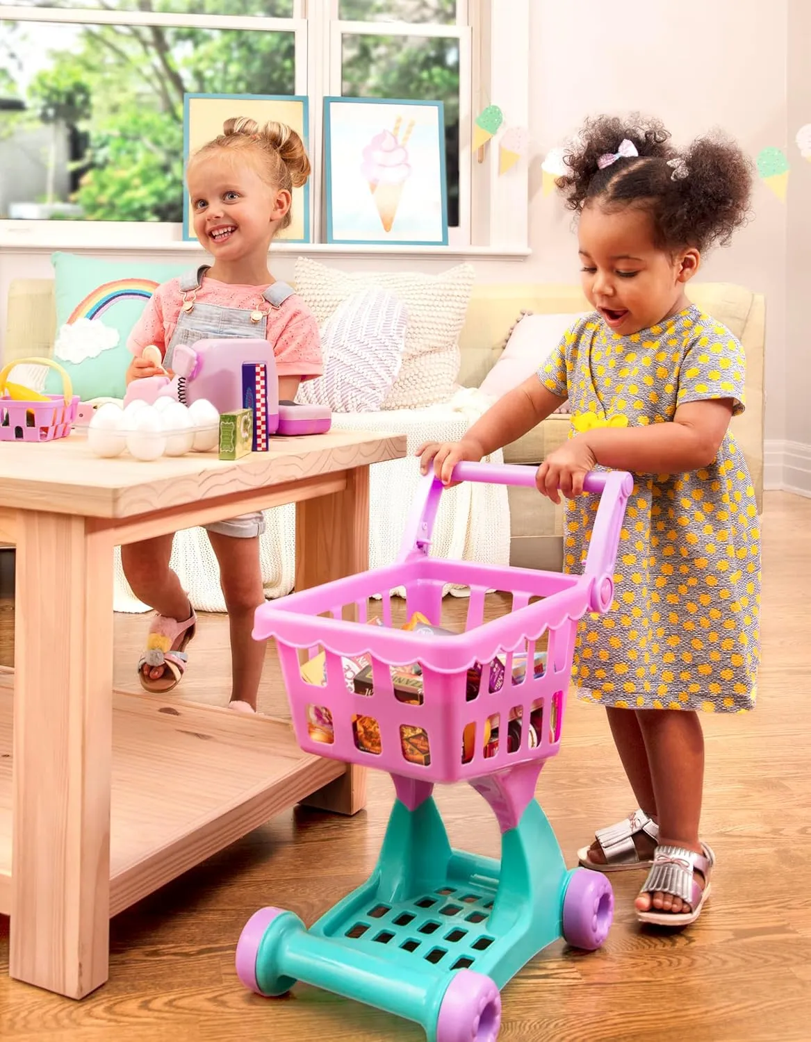 Battat- Play Circle- Shopping Cart – Toy Food – Play Kitchen For Toddlers- Pretend Play- Shopping Day Grocery Cart- 2 years  