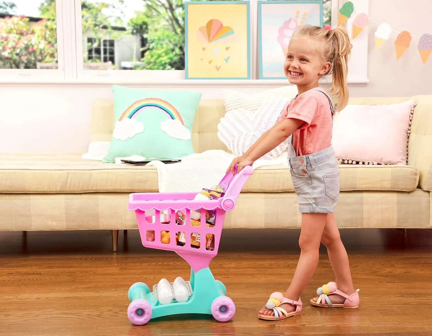 Battat- Play Circle- Shopping Cart – Toy Food – Play Kitchen For Toddlers- Pretend Play- Shopping Day Grocery Cart- 2 years  