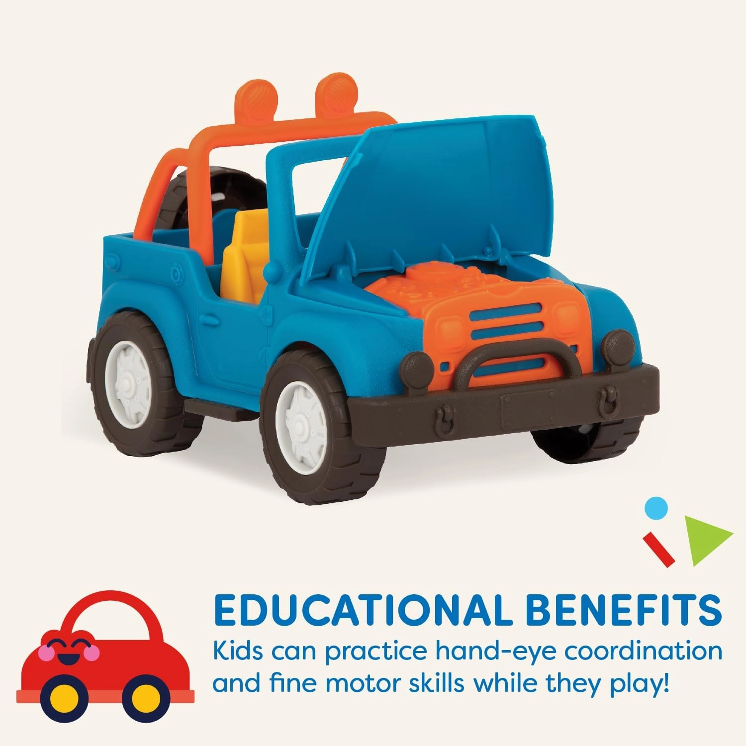 Battat- Wonder Wheels- Blue Toy 4x4 – Off-Road Toy Truck – Pretend Play- Recyclable Materials- 1 year  