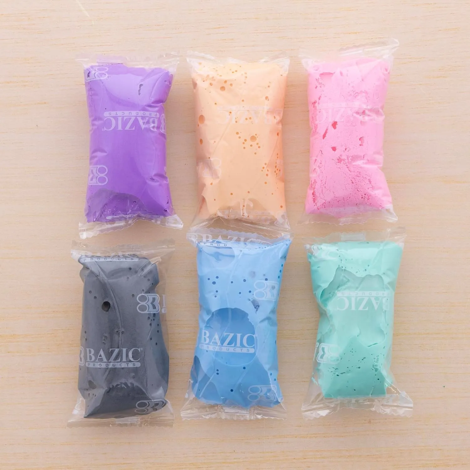 BAZIC Air Dry Clay 6 Pastel Color 3 oz, Light Modeling Dough Art Craft Slime, Non Toxic Gift for Artist Kids Toddler Boys Girls, 4-Packs