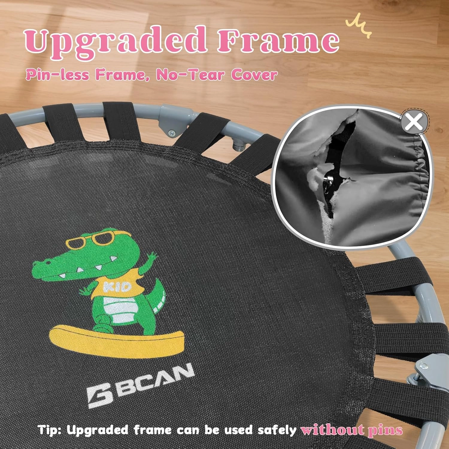 BCAN 36'' Mini Folding Ages 2 to 5 Toddler Trampoline with Handle for Kids, Two Ways to Assemble The Handle, Indoor/Garden Toddlers Trampoline with Super Safe Cover for Toddlers