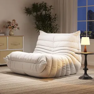 Bean Bag Chairs for Adults, BeanBag Reading Chair Memory Foam Couch, Floor Chair Soft Teddy Material, Comfy Reading Nook Chairs for Bedroom Living Room Office(Beige)