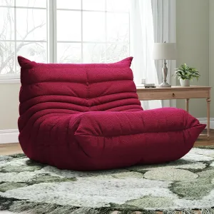 Bean Bag Chairs for Adults, Memory Foam Couch Single Sofa Chair, Soft Teddy Material Cozy Comfy Reading Nook Chairs, Floor Chair for Living Room Bedroom Office (Burgundy)
