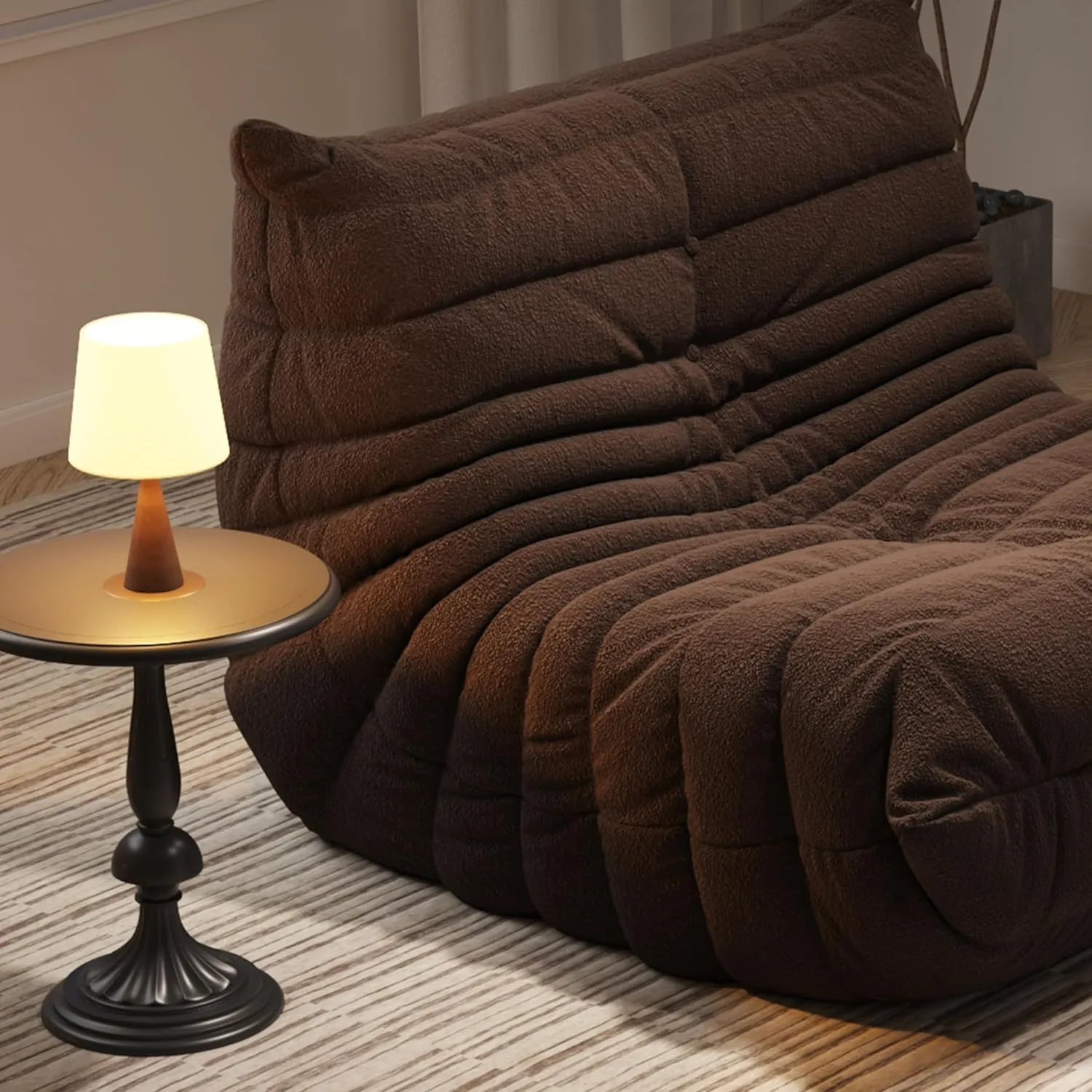 Bean Bag Chairs for Adults, Memory Foam Couch Single Sofa Chair, Soft Teddy Material Cozy Comfy Reading Nook Chairs, Floor Chair for Living Room Bedroom Office (Coffee)