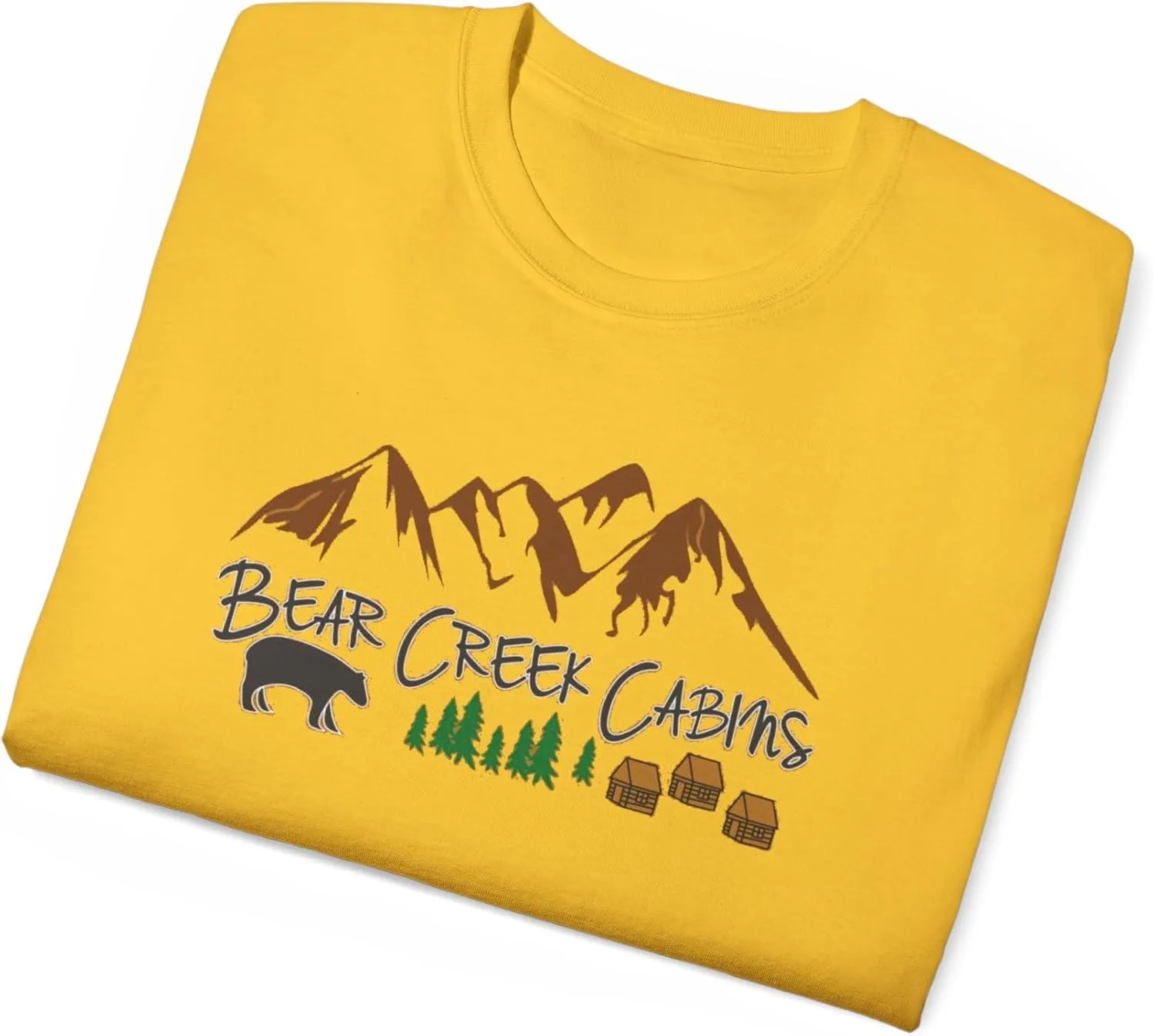 Bear Creek Cabins T-Shirt, Nature Lover Tee, Mountain Retreat Shirt, Wildlife Cabin Top, Outdoor Camping Apparel, Forest