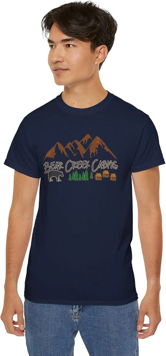 Bear Creek Cabins T-Shirt, Nature Lover Tee, Mountain Retreat Shirt, Wildlife Cabin Top, Outdoor Camping Apparel, Forest