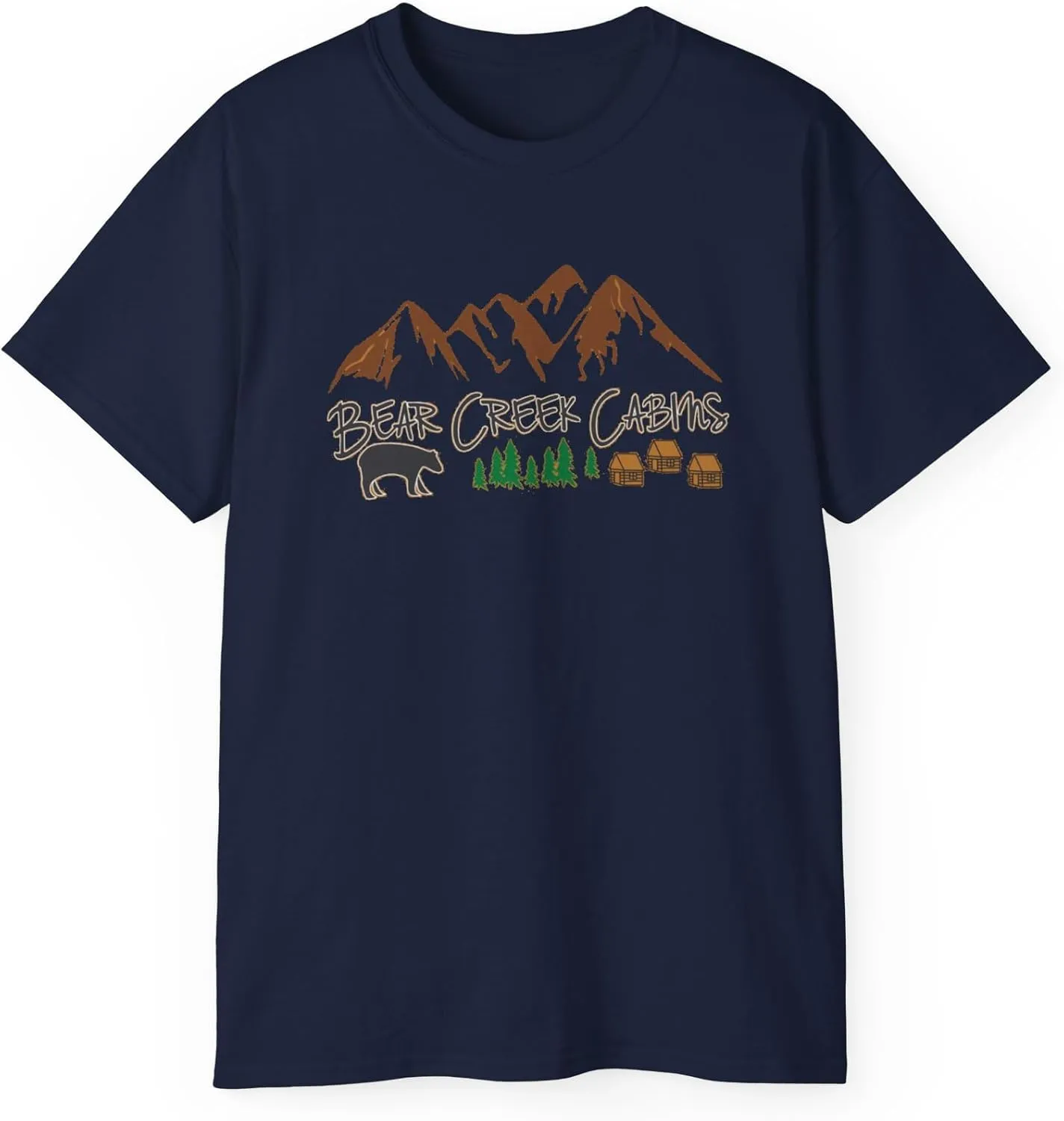 Bear Creek Cabins T-Shirt, Nature Lover Tee, Mountain Retreat Shirt, Wildlife Cabin Top, Outdoor Camping Apparel, Forest