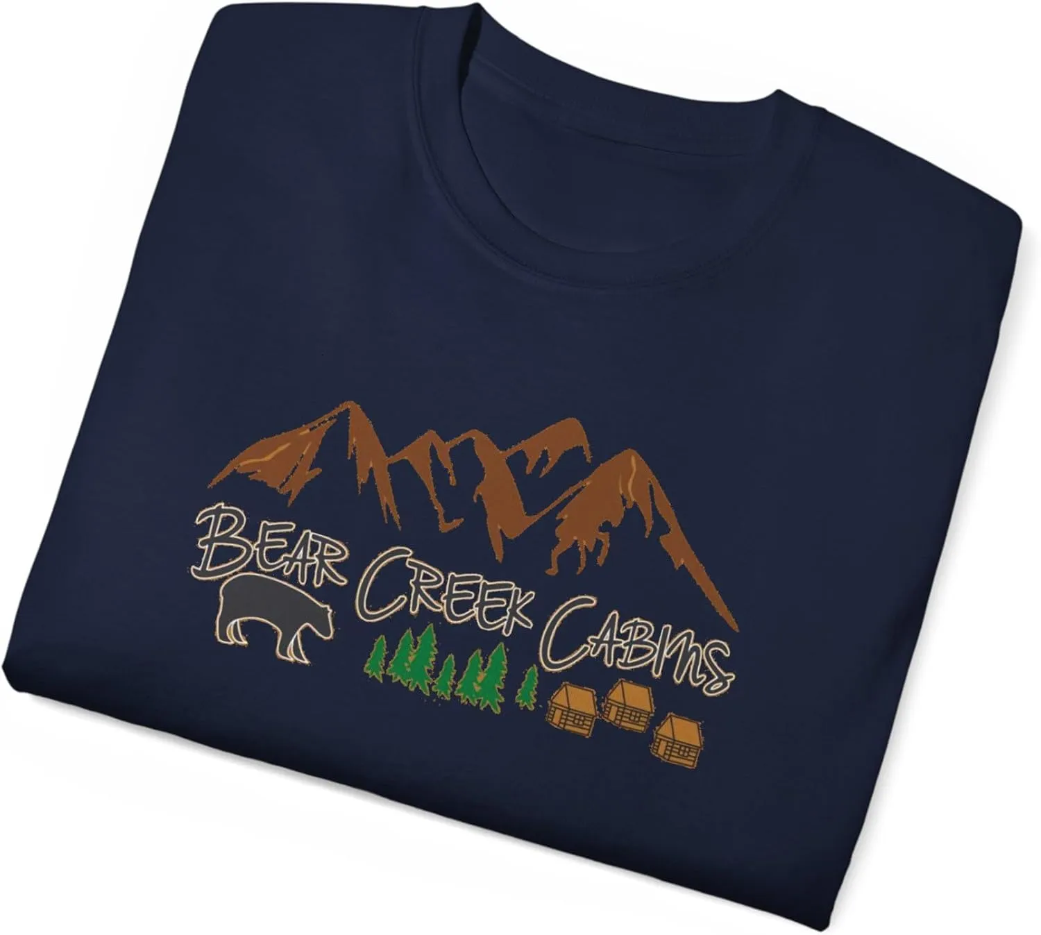 Bear Creek Cabins T-Shirt, Nature Lover Tee, Mountain Retreat Shirt, Wildlife Cabin Top, Outdoor Camping Apparel, Forest