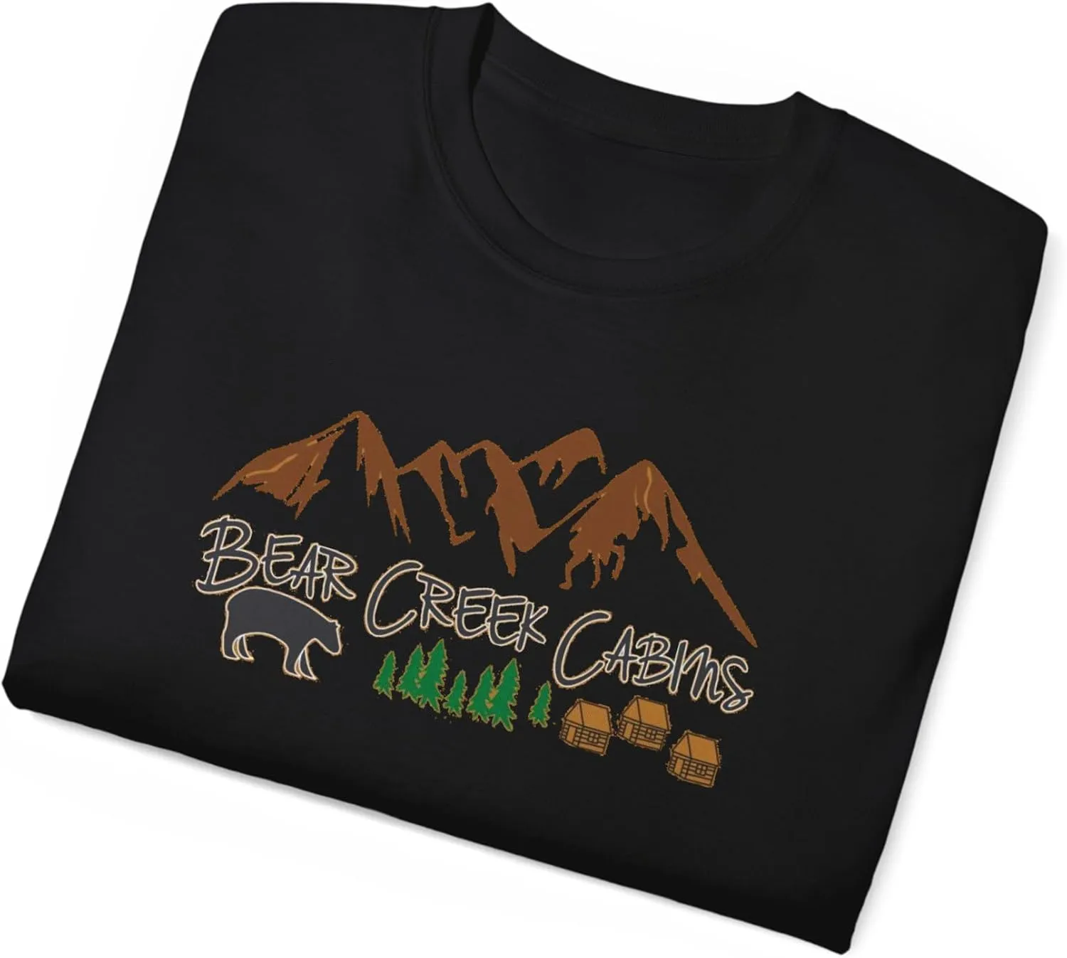 Bear Creek Cabins T-Shirt, Nature Lover Tee, Mountain Retreat Shirt, Wildlife Cabin Top, Outdoor Camping Apparel, Forest