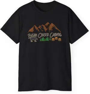 Bear Creek Cabins T-Shirt, Nature Lover Tee, Mountain Retreat Shirt, Wildlife Cabin Top, Outdoor Camping Apparel, Forest