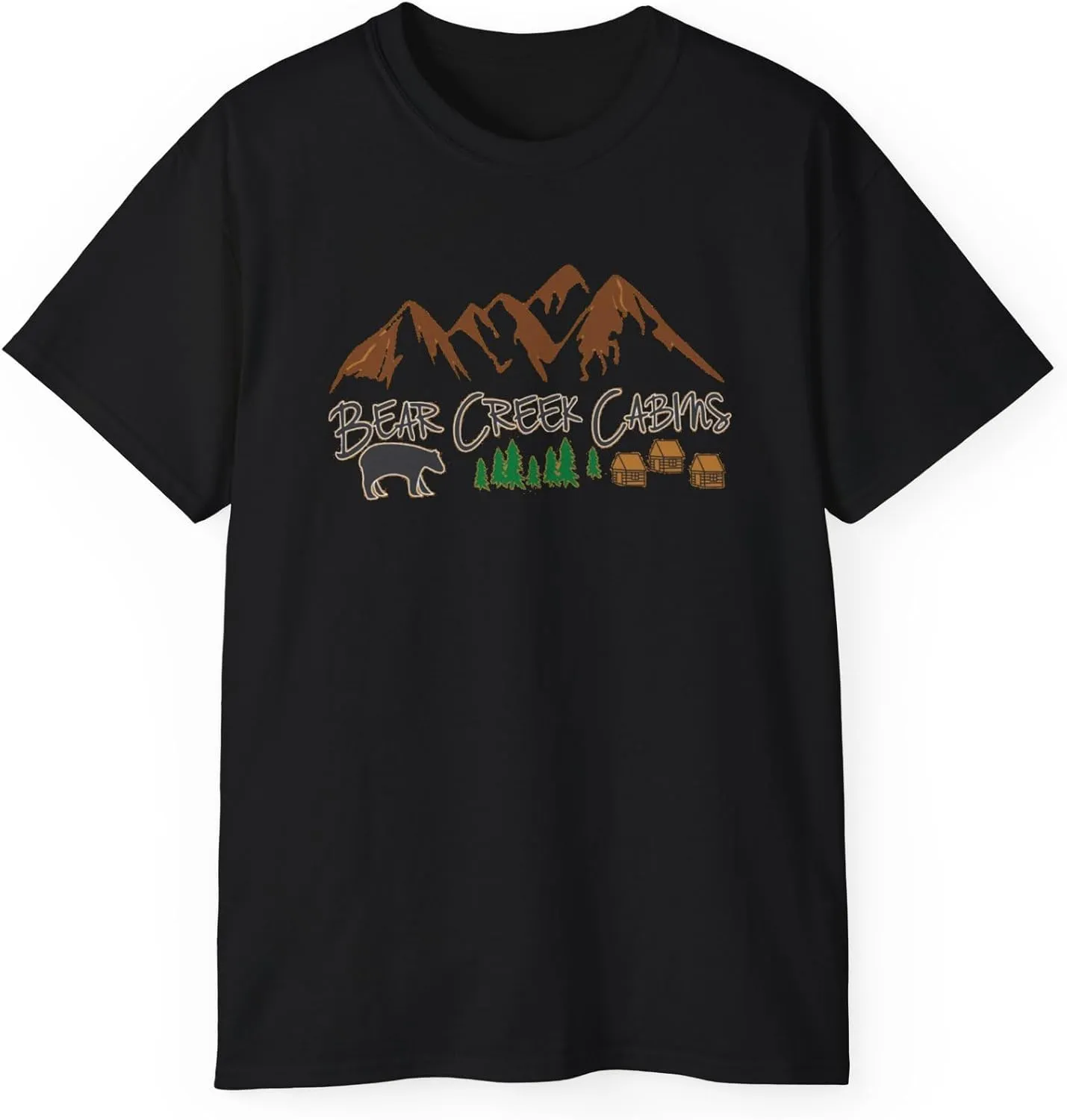 Bear Creek Cabins T-Shirt, Nature Lover Tee, Mountain Retreat Shirt, Wildlife Cabin Top, Outdoor Camping Apparel, Forest