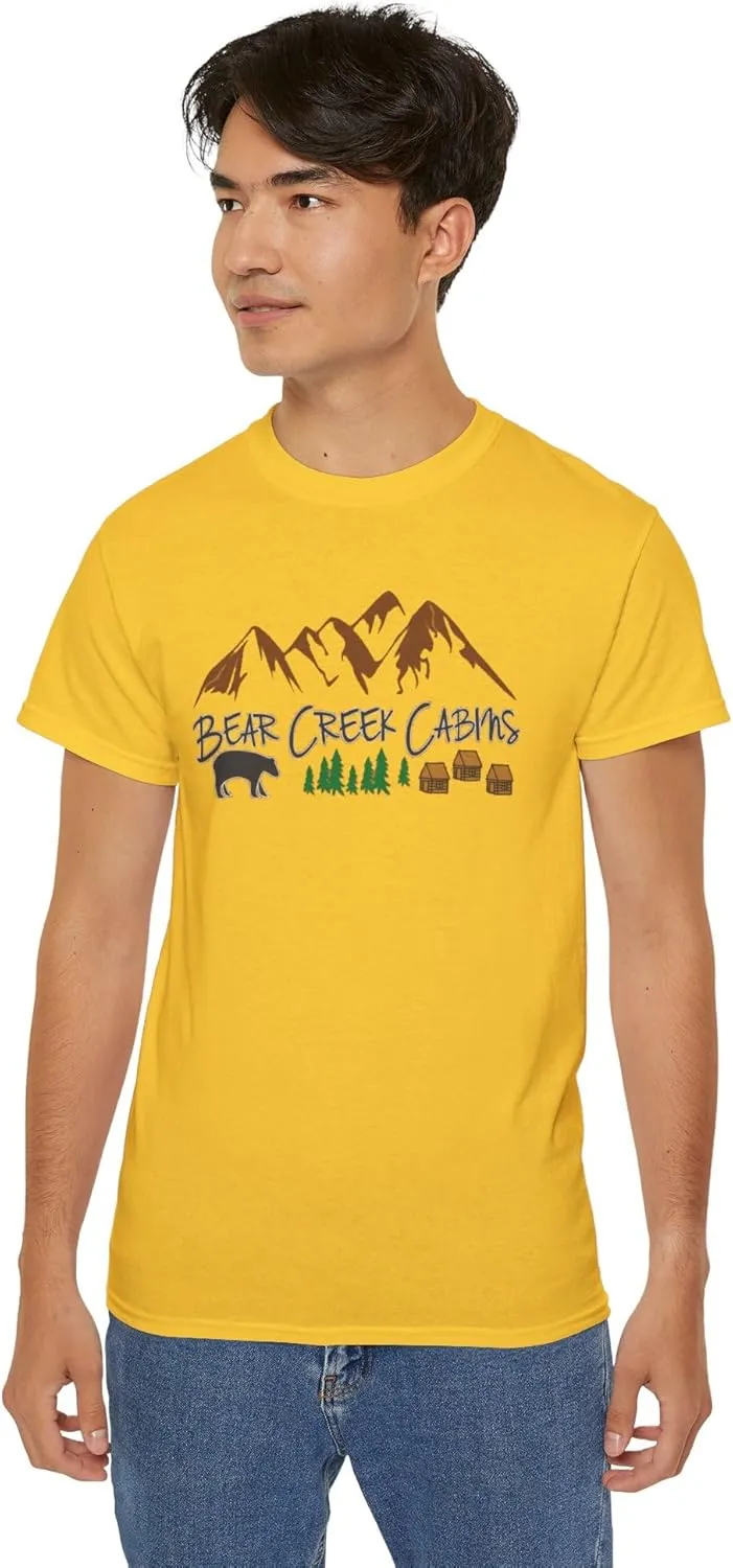 Bear Creek Cabins T-Shirt, Nature Lover Tee, Mountain Retreat Shirt, Wildlife Cabin Top, Outdoor Camping Apparel, Forest
