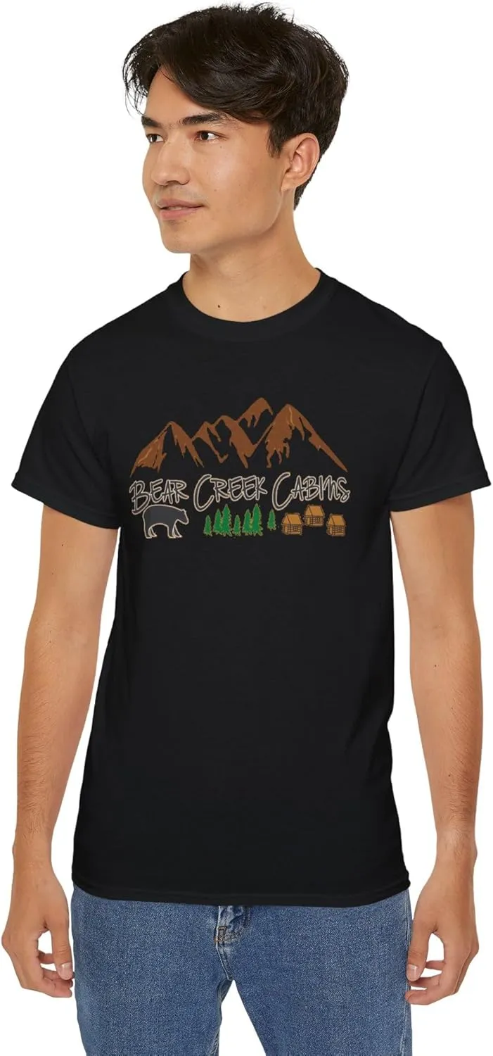 Bear Creek Cabins T-Shirt, Nature Lover Tee, Mountain Retreat Shirt, Wildlife Cabin Top, Outdoor Camping Apparel, Forest