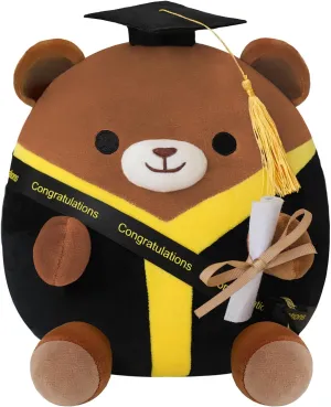 Bear Plush Brown Bear Stuffed Animal Graduation Memorial Gifts Toy with Black Graduation Gown for Students Aderable Celebratory Souvenir 10 Inch