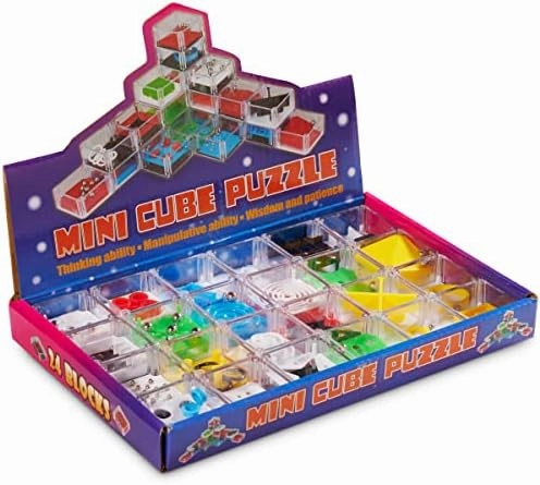 Bedwina Mini Cube Puzzle Box Set, 24 Pack Balance IQ Party Favor Games for Kids, Teens, Adults, 1.5 Inch Mini Games for Kids 3D Brain Teaser Maze Ball Mini Puzzles Toy Stocking Stuffers for Kids Bulk