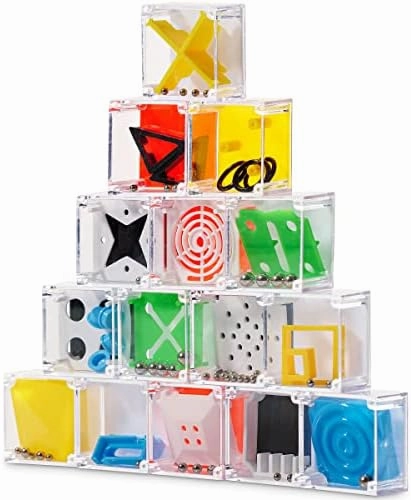 Bedwina Mini Cube Puzzle Box Set, 24 Pack Balance IQ Party Favor Games for Kids, Teens, Adults, 1.5 Inch Mini Games for Kids 3D Brain Teaser Maze Ball Mini Puzzles Toy Stocking Stuffers for Kids Bulk