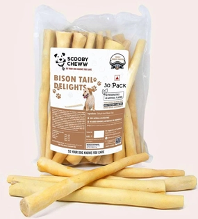 Beef Cow Tails for Dog Chews, 30 Pack, High Protein Dog Treats, 100% Natural Pet Treats, Long Lasting Chew for Dogs, Rawhide Alternative for Dogs Bulk 30 Pieces Bag