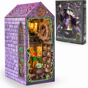 BenBen Book Nook Kit, DIY Miniature House Kit for Adults, Teens, Dollhouse Booknook to Build, Bookshelf Insert Diorama, 3D Wooden Puzzle Book Shelf Décor, Mystic Theurge’s Hut