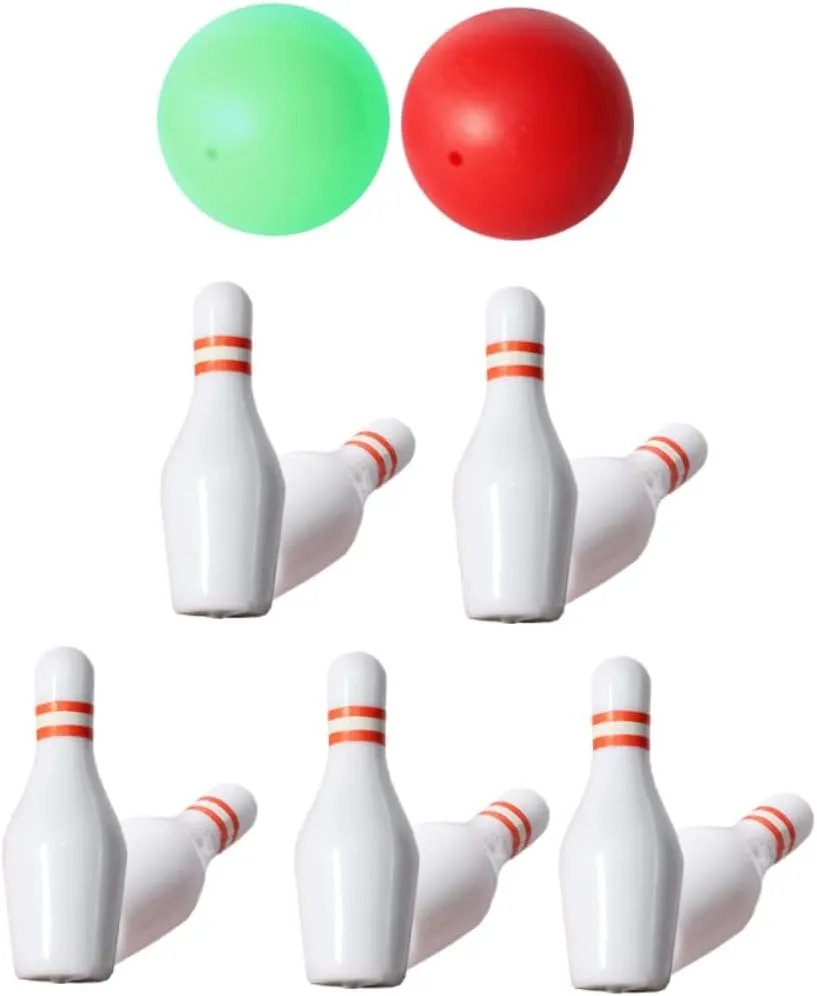 BESPORTBLE 1 Set Miniature Bowling Set Dollhouse Bowling Models Compact Sports Decoration for Adults Present for Family Fun Hands Play