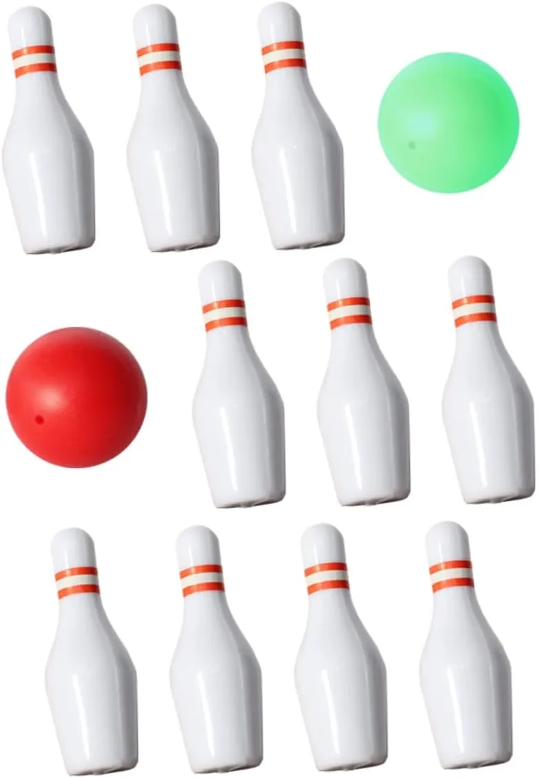 BESPORTBLE 1 Set Miniature Bowling Set Dollhouse Bowling Models Compact Sports Decoration for Adults Present for Family Fun Hands Play