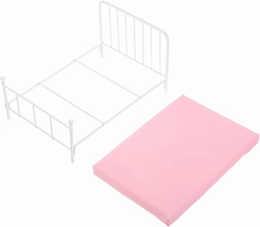BESPORTBLE Miniature Dollhouse Bed Scale Frame Bed with Mattress Versatile Dollhouse Accessory for Bedroom Setups for Creative Play Stable and Comfortable Design White Color