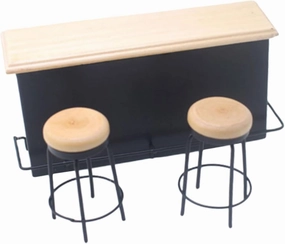 BESTonZON 1set Miniature Scene Model Mini House Bar Set Stools Dollhouse Accessories for Imaginative Play Includes Bar and Stools for Boys and Girls Mini Kitchen Toys