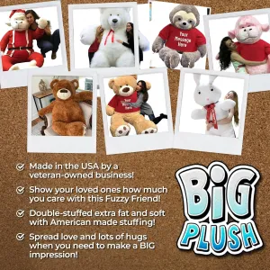 Big Plush Giant White Teddy Bear 52 Inches Soft, Wears Removable T-Shirt I Love You, Stuffed Animal Packaged in Large Box Ready to Hug
