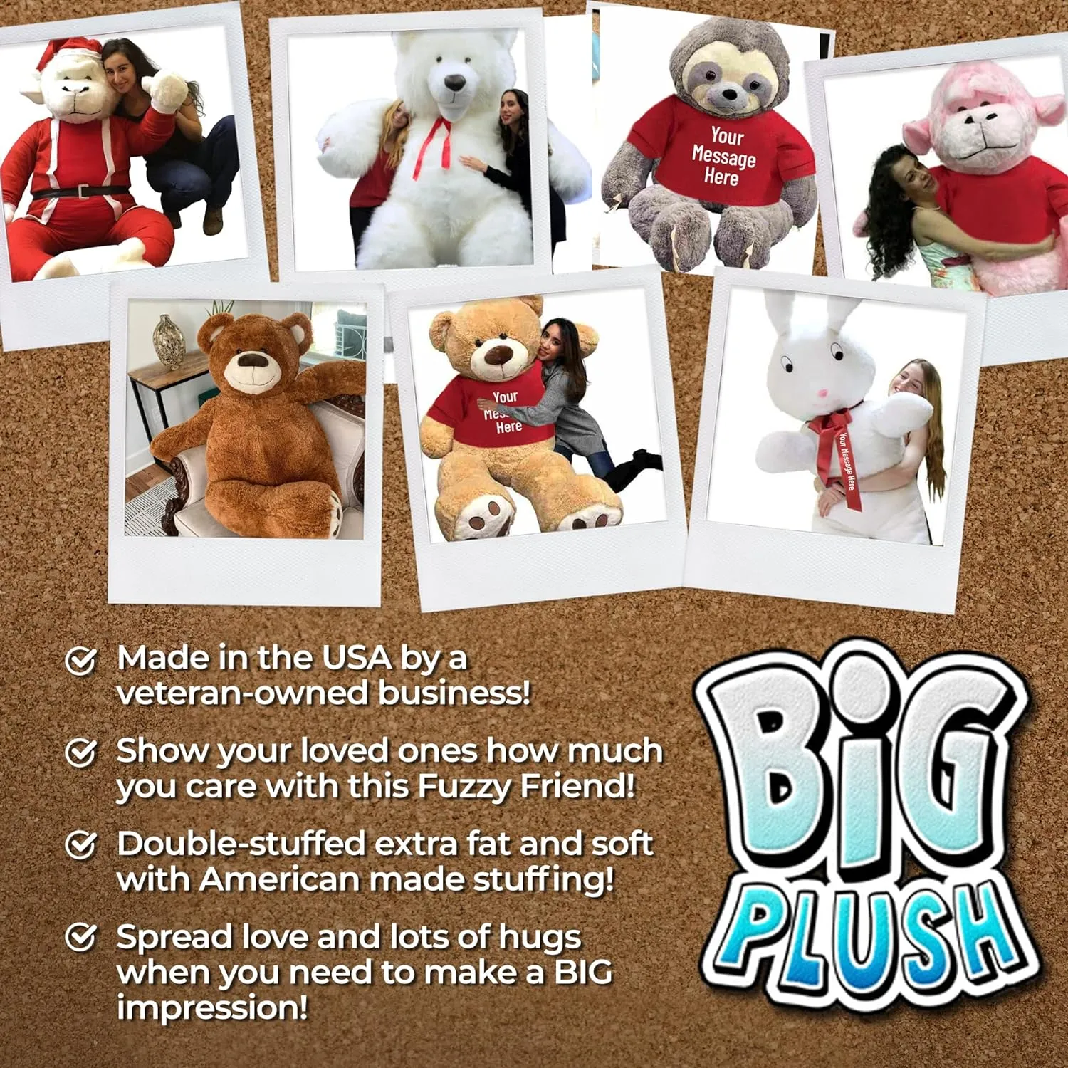 Big Plush Giant White Teddy Bear 52 Inches Soft, Wears Removable T-Shirt I Love You, Stuffed Animal Packaged in Large Box Ready to Hug