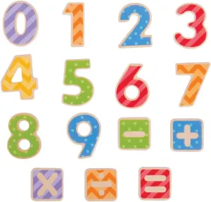 Bigjigs Toys Colourful Educational Wooden Magnetic Numbers and Symbols