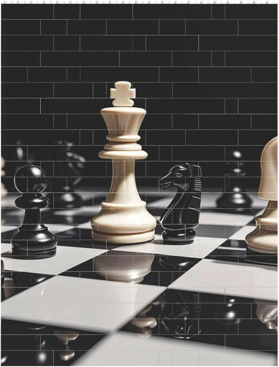 Black and White Chess Building Block Puzzle Personalized Building Bricks for Adults Block Puzzle Building DIY Brick Block Puzzles Valentine's Day Gifts for Home Decor Brick Puzzle