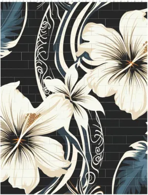 Black and White Hawaiian Flowers Building Block Puzzle Personalized Building Bricks Block Puzzle Building Family Keepsake DIY Brick Block Puzzles Valentine's Day Gifts for Home Decor Brick Puzzle