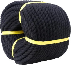 Black Cotton Rope 1/2in x 150ft,Suitable for Various Indoor and Outdoor Projects. Like DIY Projects, Handicrafts, Pet Toys, Home Decor, Flower Baskets, Gardening, Swing Beds, Vintage House Decorations