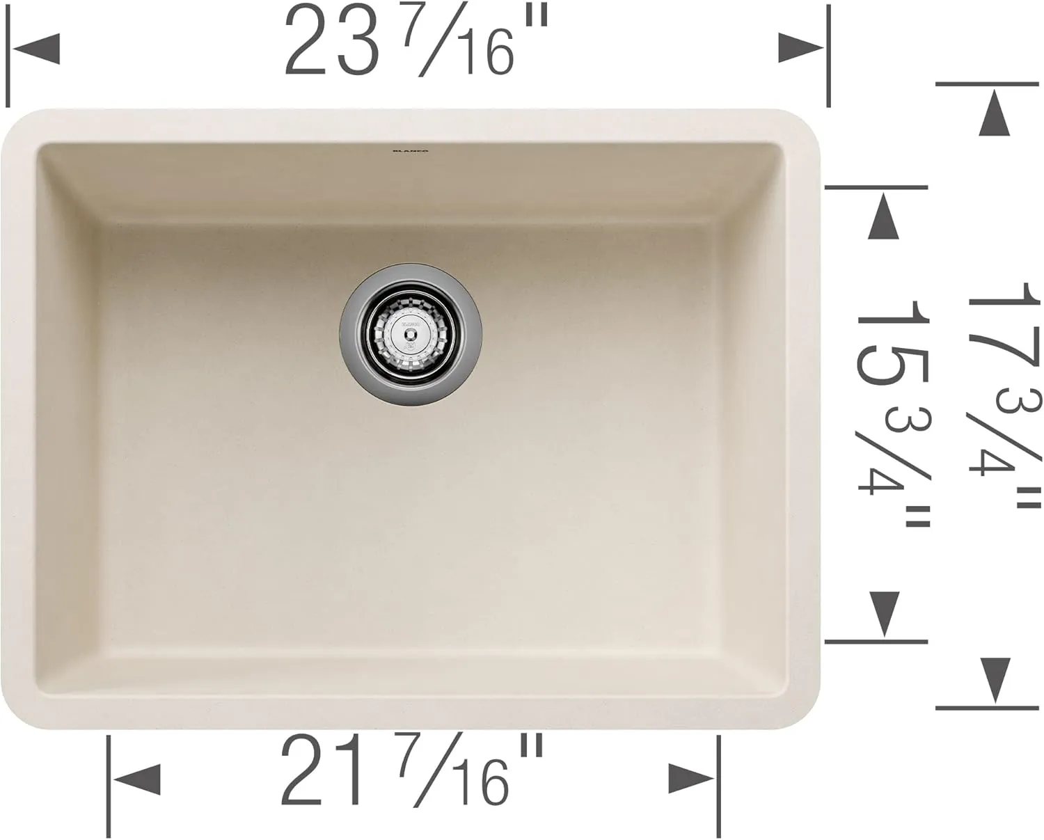 BLANCO 527402 Precis 24" Undermount Single Bowl Kitchen Sink - Soft White