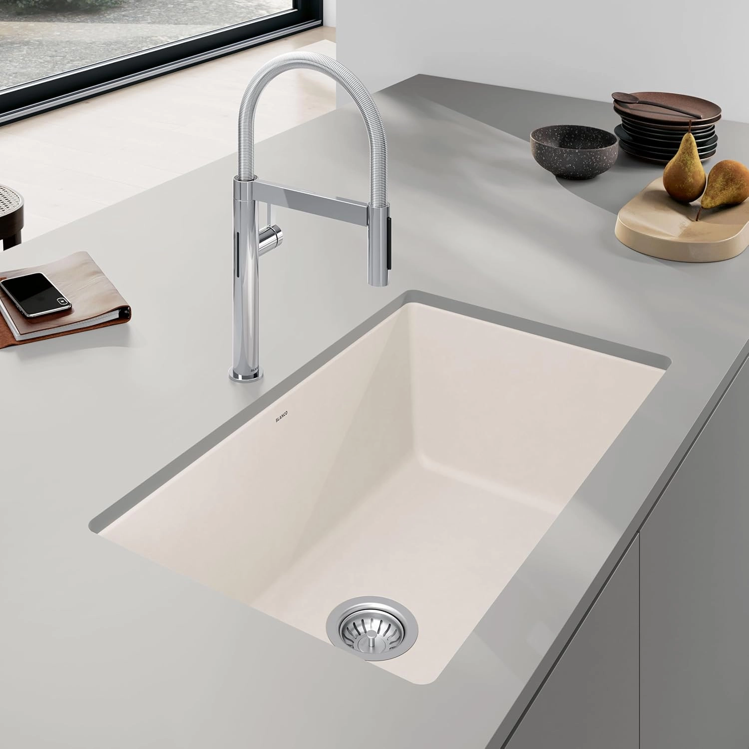 BLANCO 443084 PRECIS SILGRANIT Super Single Undermount Kitchen Sink 32" L X 19" W- Soft White