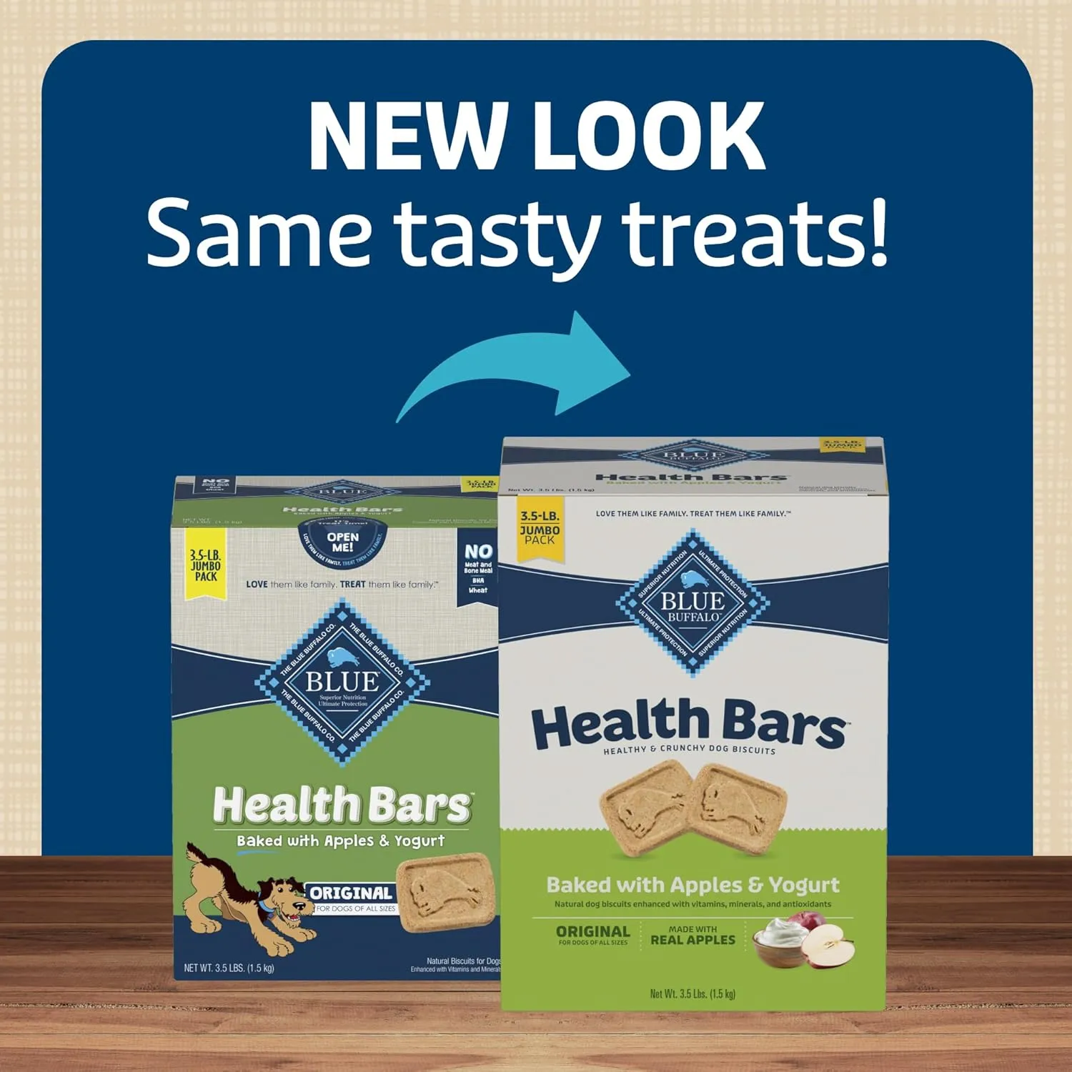 Blue Buffalo Health Bars Natural Crunchy Dog Treats Biscuits, Apple & Yogurt 56-oz Box (Pack of 2)