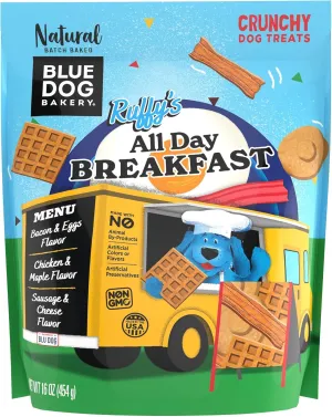 Blue Dog Bakery Natural, Ruffy's Food Truck All Day Breakfast Crunchy Dog Treats, Made in USA, (6) 16-Ounce Bag