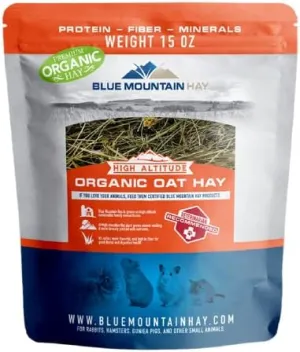 Blue Mountain Hay | 40 oz. Fresh Organic Oat Grass Hay | Nutritious, Delicious Meal Or Snack for Rabbits, Guinea Pigs, Chinchillas, Hamsters, Gerbils, & Other Small Pets| Available in 15 oz. & 40 oz.