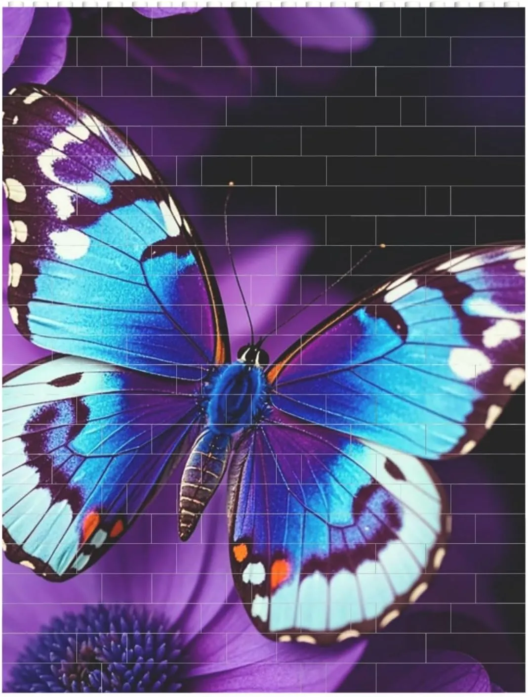 Blue Purple Butterfly Building Block Puzzle Personalized Building Bricks for Adults Block Puzzle Building DIY Brick Block Puzzles Valentine's Day Gifts for Home Decor Brick Puzzle