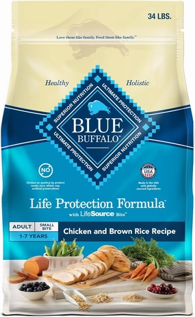 Blue Buffalo Life Protection Formula Adult Small Bite Dry Dog Food, Helps Build and Maintain Strong Muscles, Made with Natural Ingredients, Chicken & Brown Rice Recipe, 34-lb. Bag