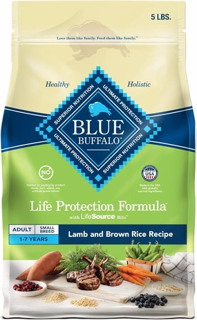 Blue Buffalo Life Protection Formula Adult Small Breed Dry Dog Food, Supports High Energy Needs, Made with Natural Ingredients, Lamb & Brown Rice Recipe, 5-lb. Bag