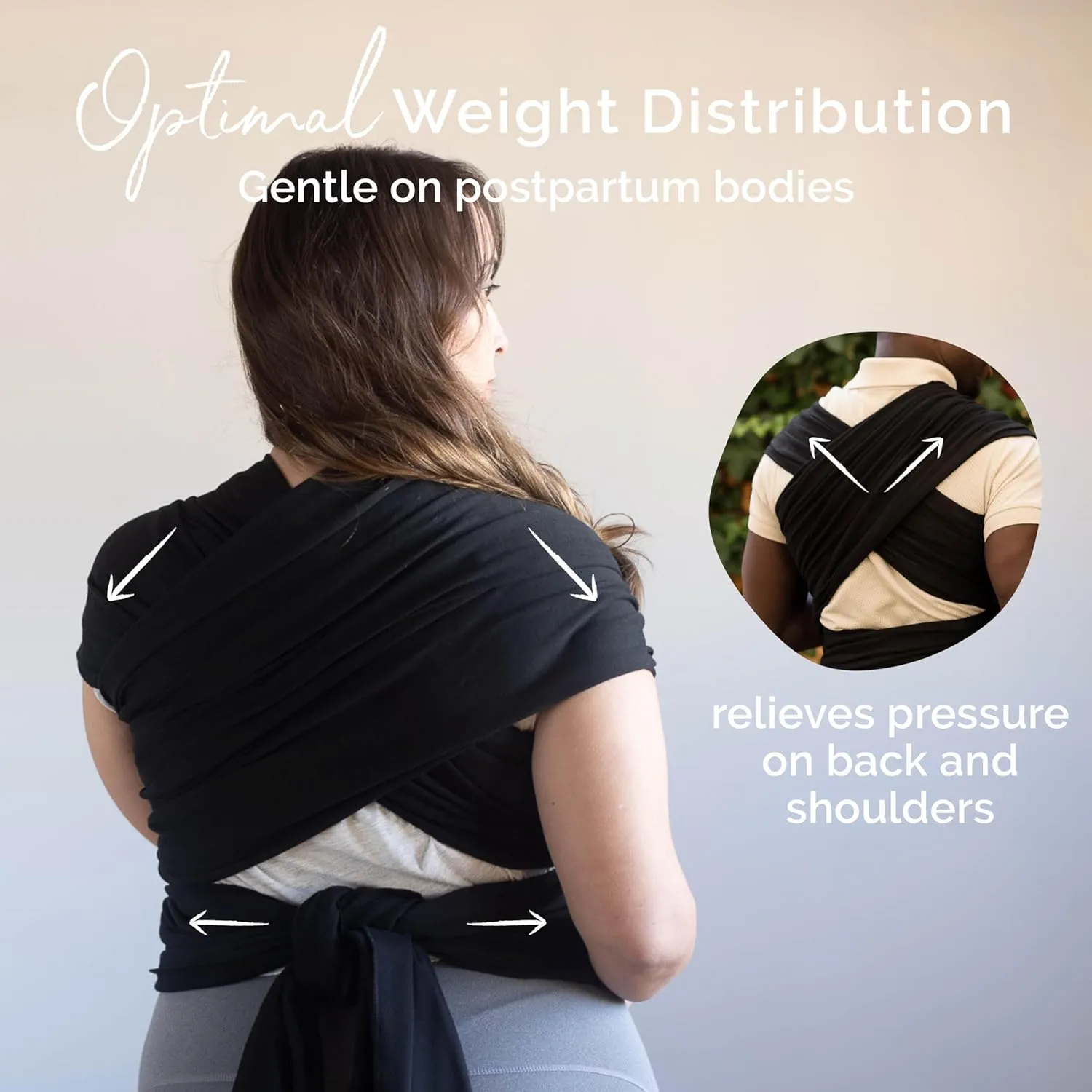 Boba Baby Wrap Carrier - Original Baby Carrier Wrap, Baby Sling for Newborns - Baby Wearing Essentials - Hands-Free Newborn Wrap Swaddle Holder, Newborn to Toddler Infant Baby Sling, 7-35 lbs (Black)
