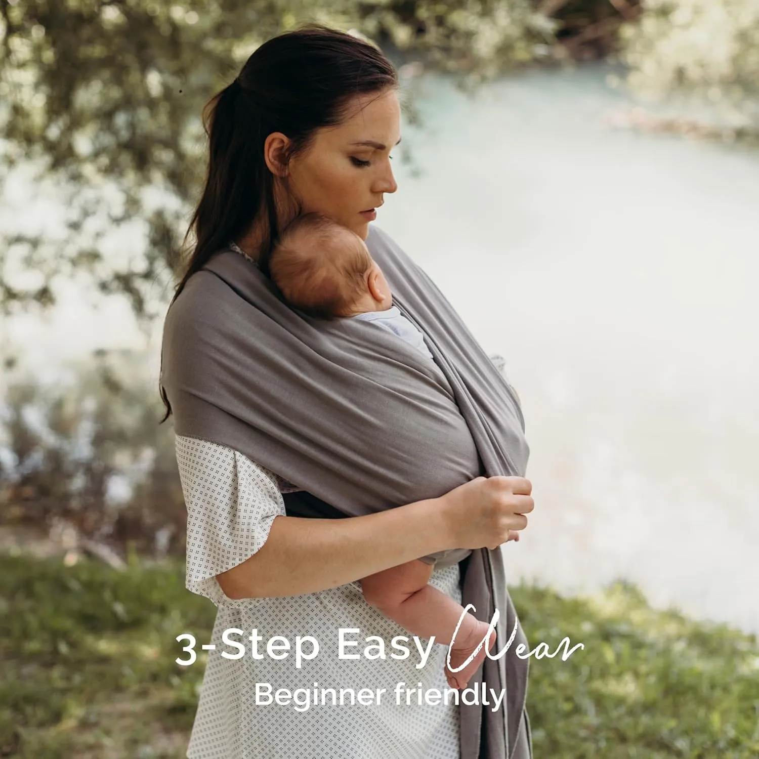 Boba Baby Wrap Carrier - Original Baby Carrier Wrap, Baby Sling for Newborns - Baby Wearing Essentials - Hands-Free Newborn Wrap Swaddle Holder, Newborn to Toddler Infant Baby Sling, 7-35 lbs (Grey)