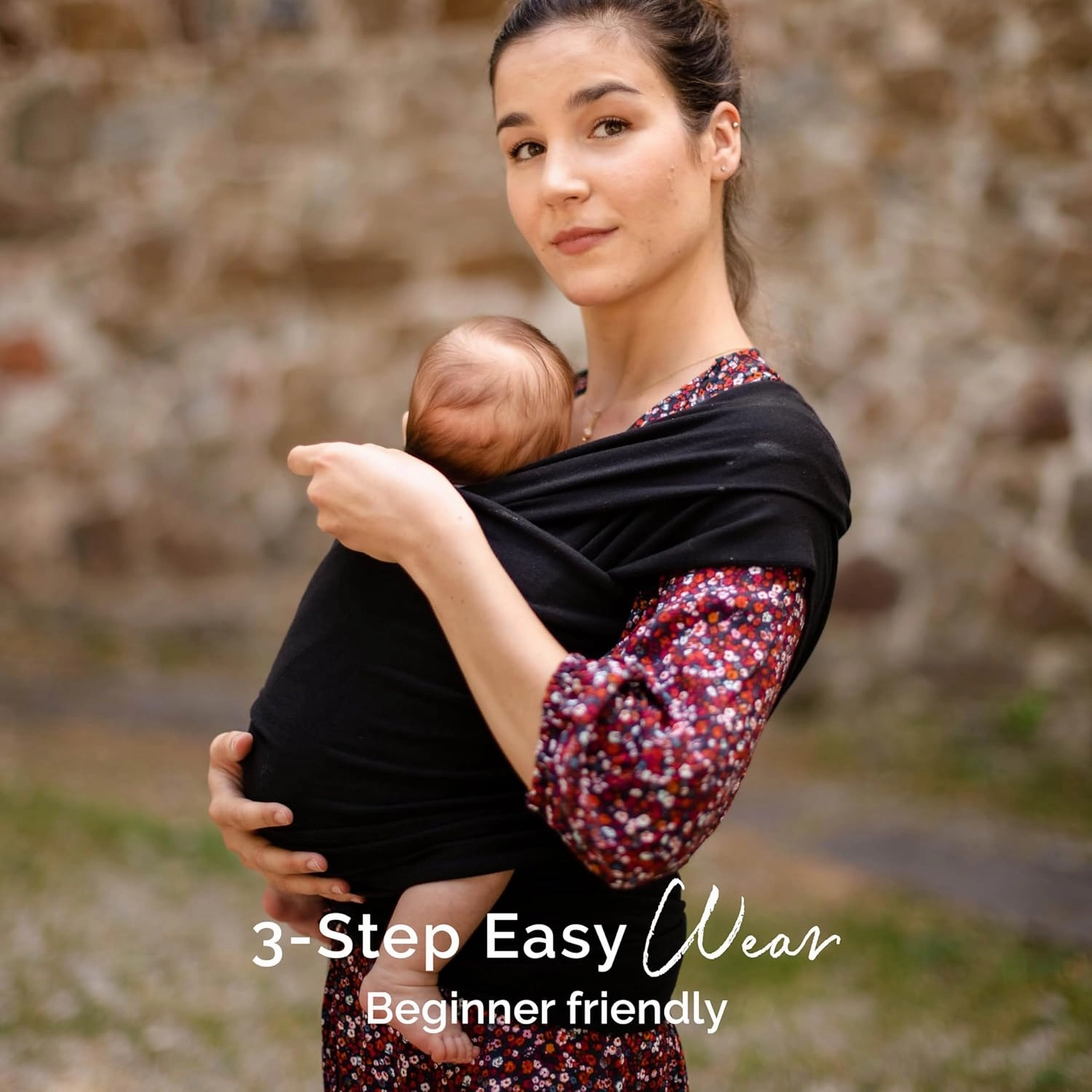 Boba Baby Wrap Carrier - Original Baby Carrier Wrap, Baby Sling for Newborns - Baby Wearing Essentials - Hands-Free Newborn Wrap Swaddle Holder, Newborn to Toddler Infant Baby Sling, 7-35 lbs (Black)