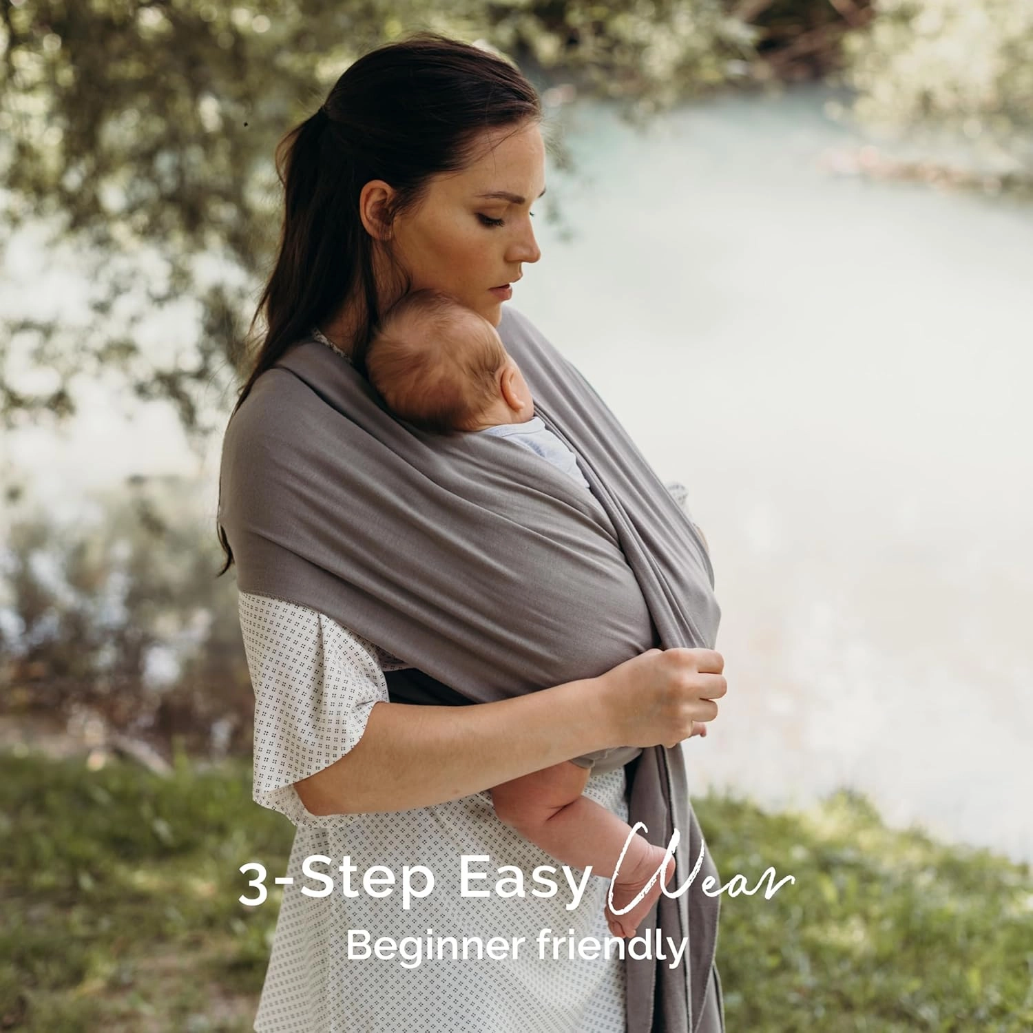 Boba Baby Wrap Carrier - Original Baby Carrier Wrap, Baby Sling for Newborns - Baby Wearing Essentials - Hands-Free Newborn Wrap Swaddle Holder, Newborn to Toddler Infant Baby Sling, 7-35 lbs (Grey)
