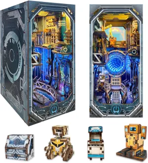 Book Nook Kit for Adults, DIY Miniature Booknook Kit with Led Light & Dust Baffle, 3D Wooden Bookshelf Puzzle Booknook Insert Decor Crafts for Adults Teen Gifts (Planetary ERA)