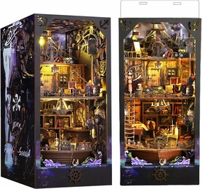 Book Nook, DIY Miniature House Kit Book Nook Kit for Adults, Teens and Beginners, Dollhouse Tiny House Bookshelf Decor 3D Wooden Puzzle, Gifts for Family, Friends