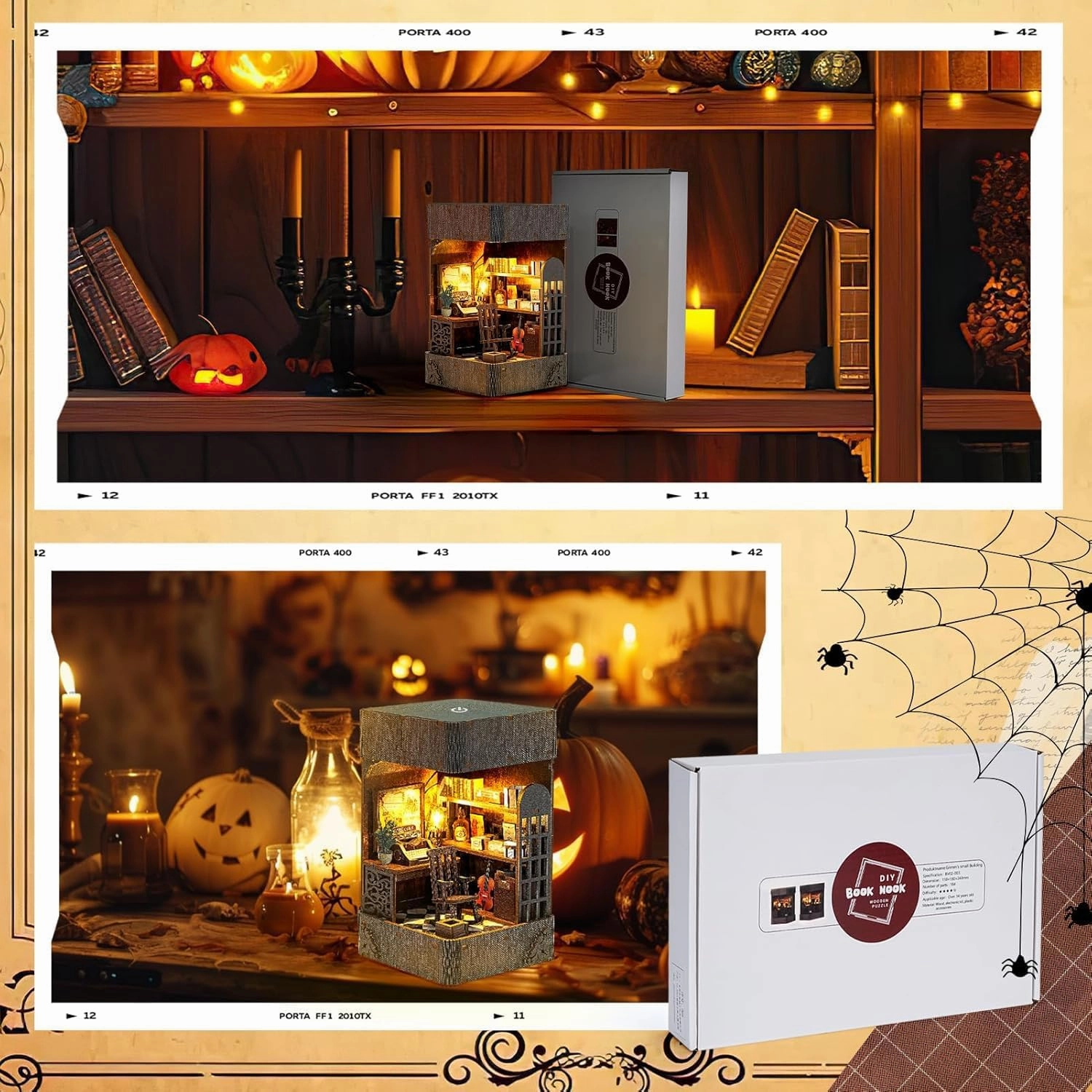 Book Nook Kit for Adults, DIY Miniature Booknook Kit with Led Light, 3D Wooden Bookshelf Puzzle Booknook Insert Decor Crafts for Adults Teen Gifts (Holmes Detective Agency)