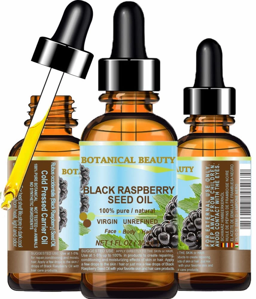 Botanical Beauty BLACK RASPBERRY SEED OI 100% Pure Natural Undiluted Virgin Unrefined Cold Pressed Carrier Oil. 1 Fl.oz.- 30 ml. For Face, Skin, Hair, Lip, Nails