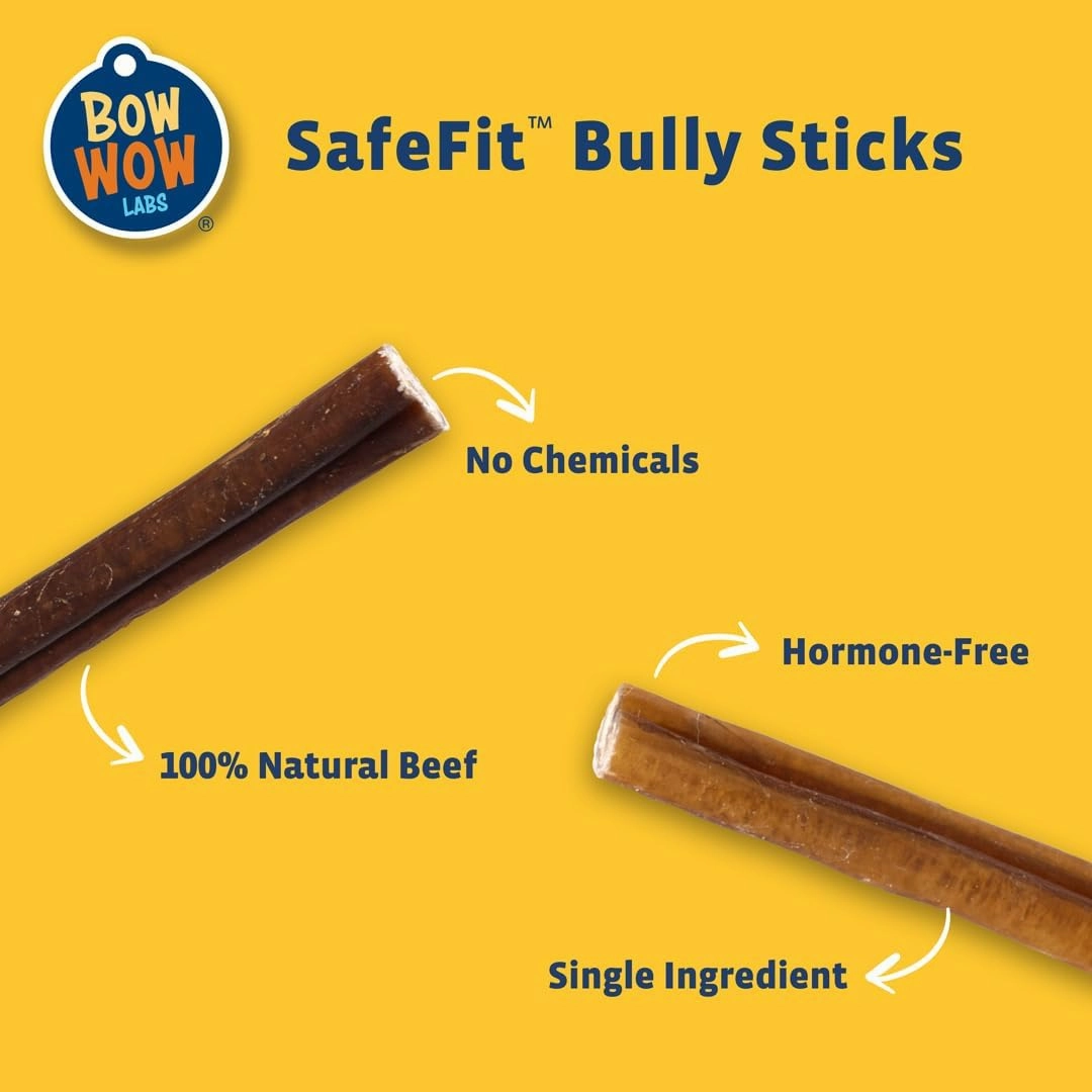Bow Wow Labs 6" SafeFit 100% Beef Bully Sticks - 10 Pack (Jumbo)
