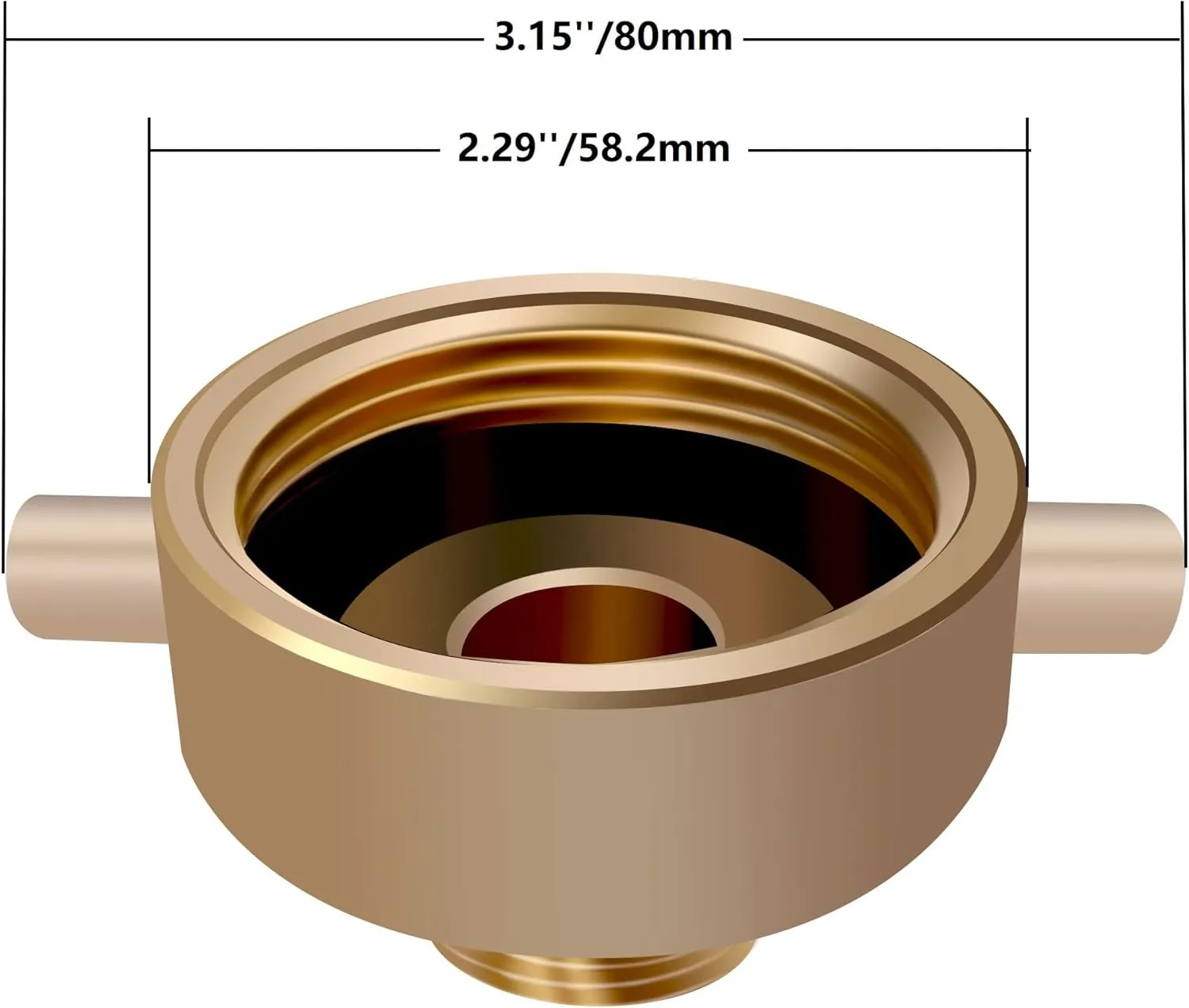 Brass Fire Equipment 1-1/2" NST Female x 3/4" GHT Male Brass Hydrant Adapter with Pin Lug for Hydrants, Hoses, Pipes